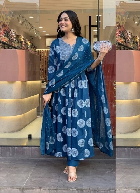 Morpich Colour Rayon Print With Embroidery Work Kurti With Pant Dupatta Bulk Orders In India  Aaradhna 2044